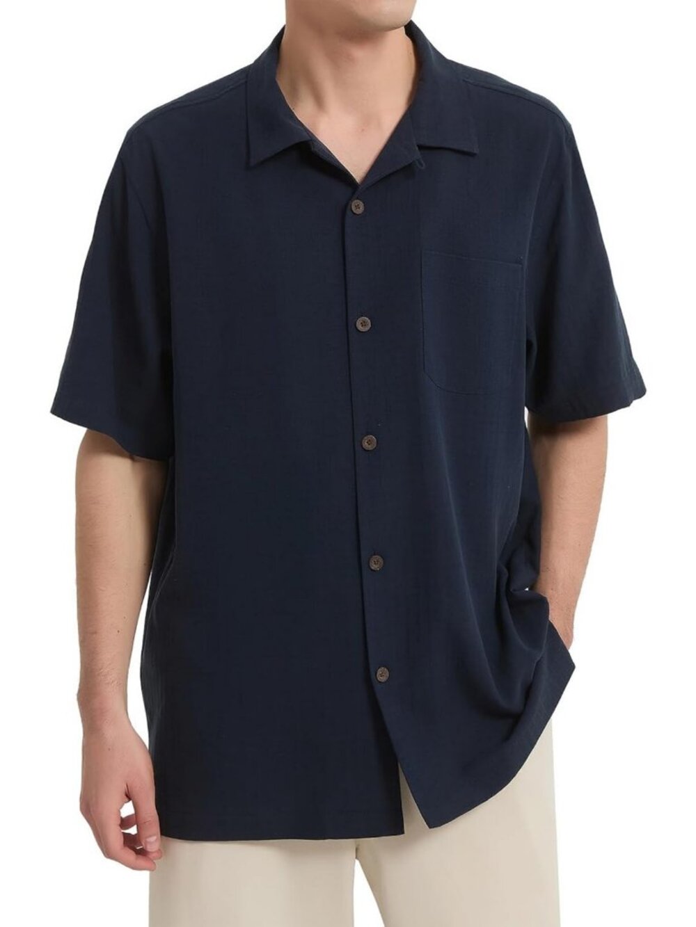 Men's Short Sleeve Silk Button Down Shirt - Casual Tropical Hawaiian Style